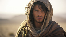 Portrait of John the Baptist in the desert. Christian illustration. 