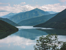 Lake and mountains in summer