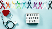 world cancer awareness day background flat layer