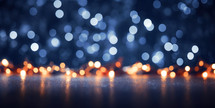 Christmas background with abstract glitter lights and garland bokeh.