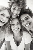 Portrait of a group of beautiful young teens expressing positive emotions.