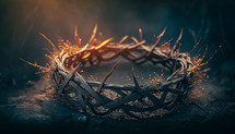 AI art of a crown of thorns. Easter, crucifixion or Resurrection concept.