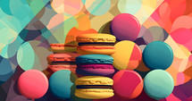 Colorful artwork with macaroons