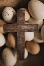 cross on speckled eggs 