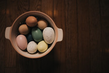 a bowl of Easter eggs 
