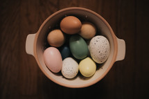 a bowl of Easter eggs 