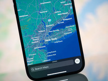 Smart phone with map of New York
