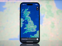 Smart phone with map of United Kingdown