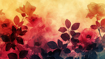 Artistic digital image of roses with a translucent effect, set against a warm, textured, sunset-colored backdrop.