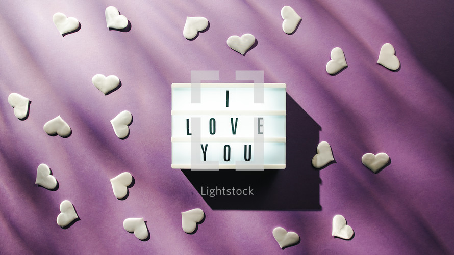 valentines day love you signboard flat layer background