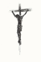 Expressive sketch of the crucifixion, capturing the anguish and sacrifice of Christ.