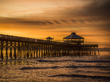 pier and waves at sunset t