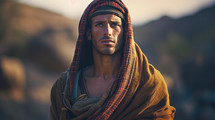 Colorful painting art portrait of Joseph in Egypt. Old testament. Christian illustration.