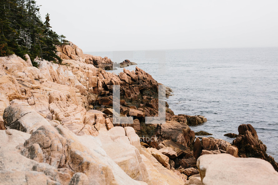 rugged cliffs along a shore 