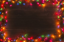 colorful Christmas lights border background.