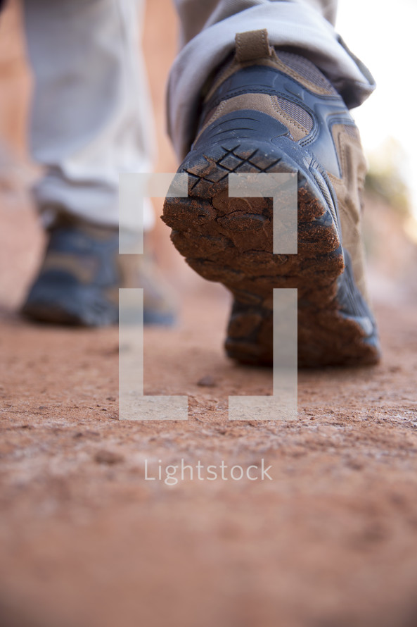 hiking boots on a trail 