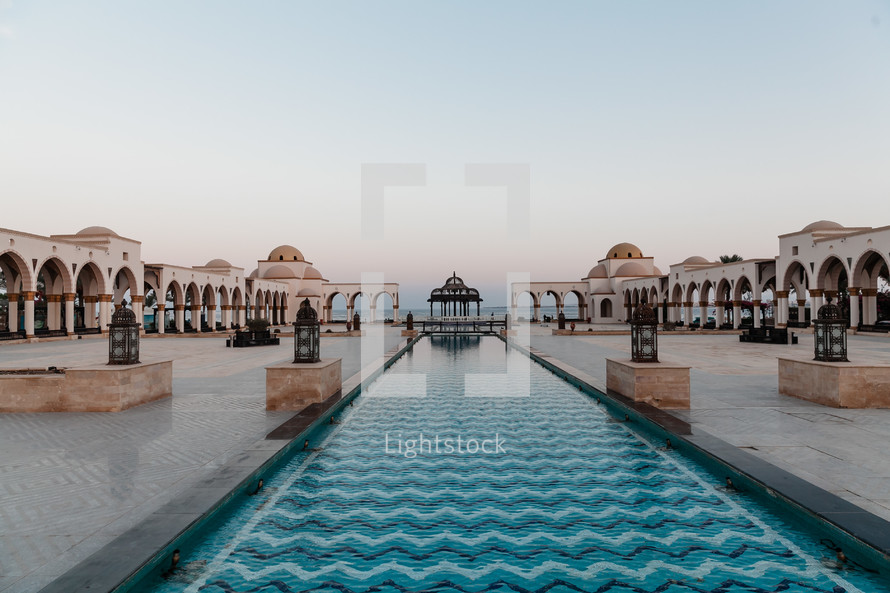 reflection pool in a courtyard in Egypt 