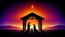 Mary, Joseph with baby Jesus in a manger. Nativity of Jesus. Christmas concept.