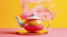 Abstract art. Colorful art style of a colorful teapot.