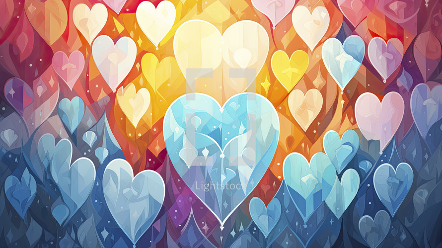 Colorful abstract heart shape painting texture background. Valentine's or Mother Day.