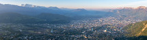 French landscape - Chartreuse. Panoramic view over the city of Grenoble with Vercors and Alps in the background.