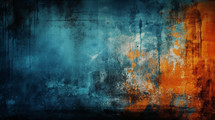 Grunge blue and orange industrial background. 