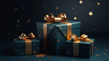 Nice Christmas gifts with gold ribbon. 
