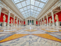 Ny Carlsberg Glyptotek Museum - panoramic view of a Hall with antique sculpture