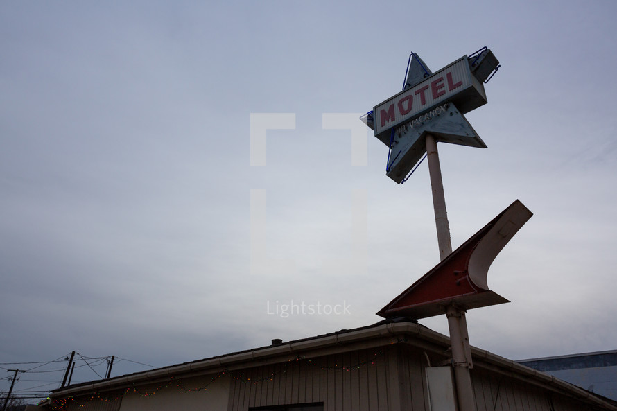 Small town motel with vintage sign