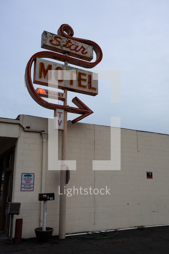 Small town motel with vintage sign