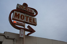 Small town motel with vintage sign and no vacancy