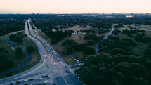 aerial view over a highway 
