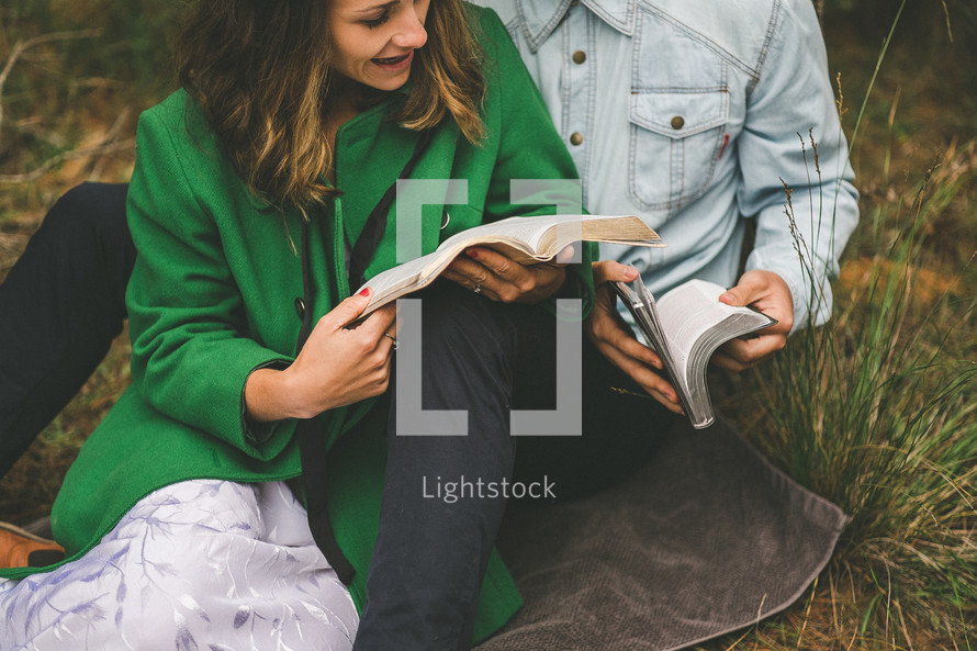 couple reading a Bible together 