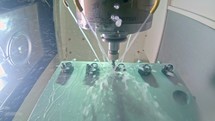 POV shot inside an advanced milling machine during machining process