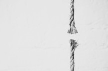 Frayed rope ends on a white background.
