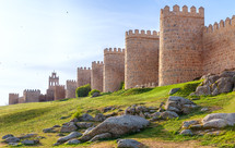 Walls of Avila, Castilla y Leon, Spain . Fortified building.
