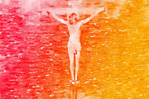 Jesus on the cross water color background 