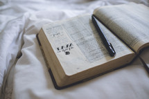 notes in an open Bible 