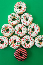Christmas donuts in the shape of a Christmas tree
