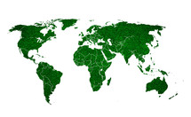 World map. Green earth on white background