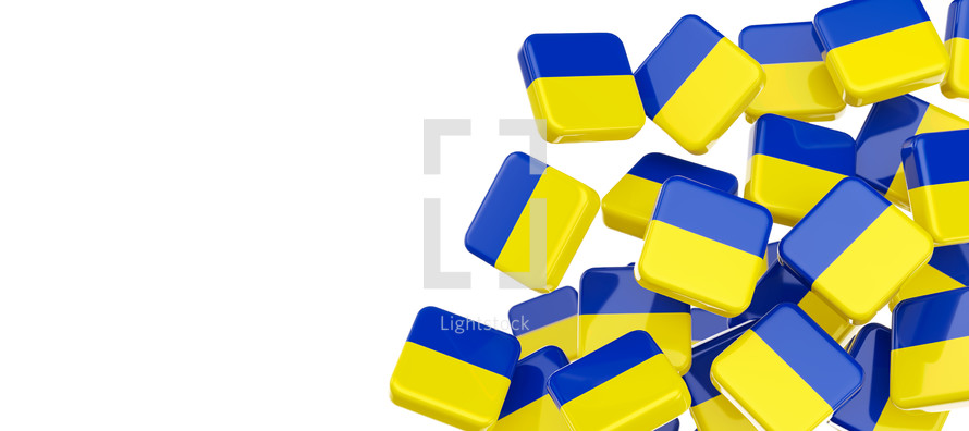 Ukrainian flag cubes on white 