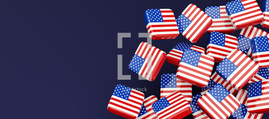 American National Holiday. Cubes with American stars