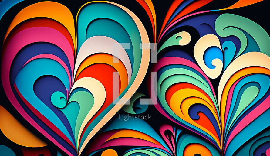 Abstract art. Colorful painting art of heart shapes. Valentine day. Background illustration.