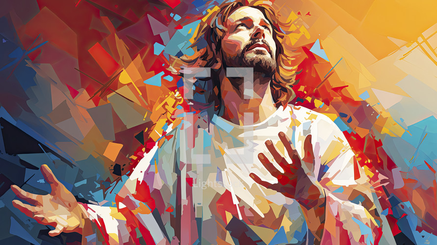 Portrait of Jesus. Christian illustration. 