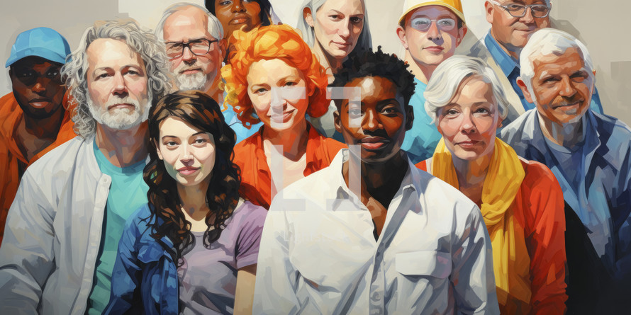 Diversity and inclusion concept. Portrait of people of different gender, race and age.