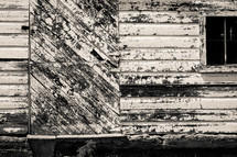 Weathered wood on a house.