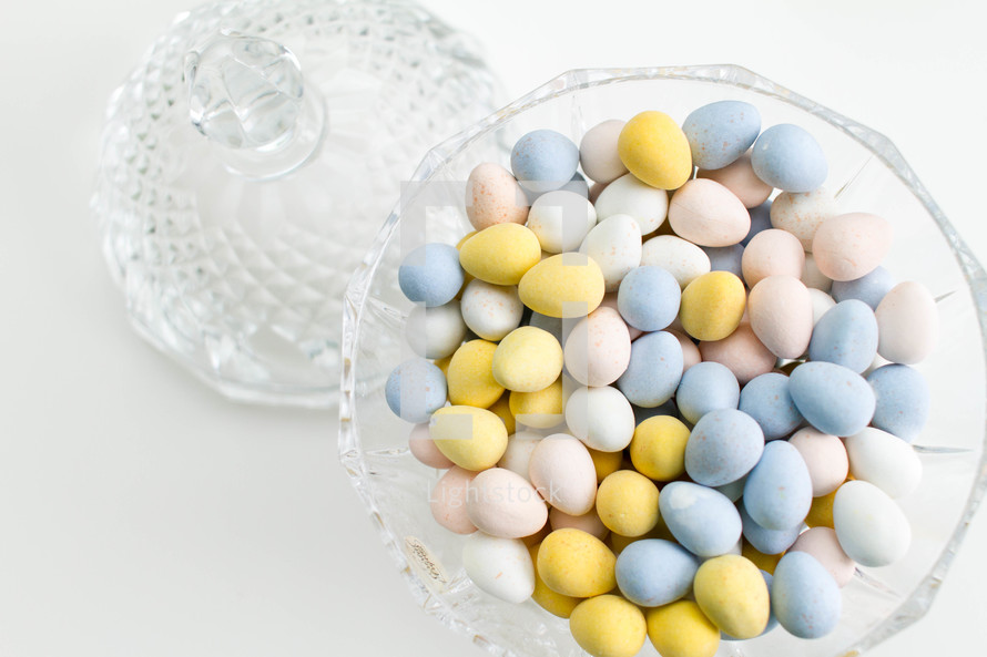 candy easter eggs in a bowl 