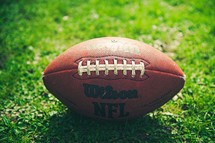 a football in the grass 