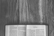 Bible opened to Ezra