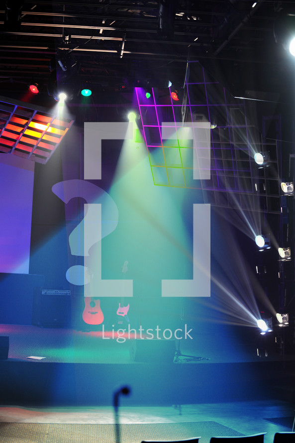 Lighted stage.